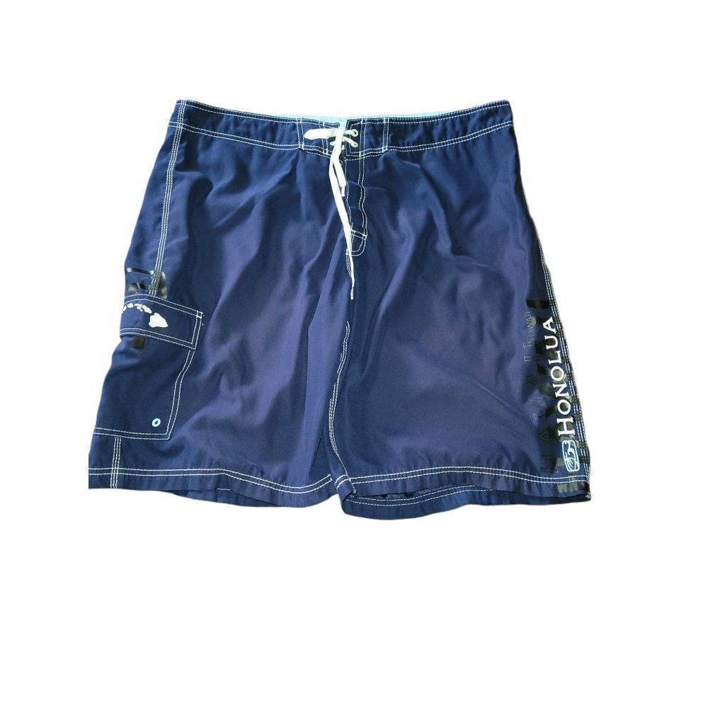 Honolua Swim Shorts Men‎ Sz 42 Blue Drawstring Summer Mid Length